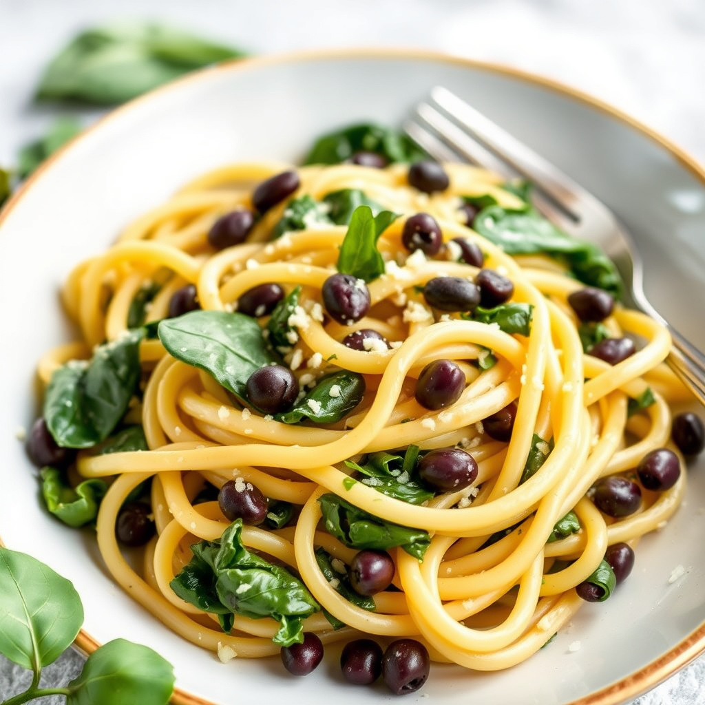 Spinat- og svartbønnepasta