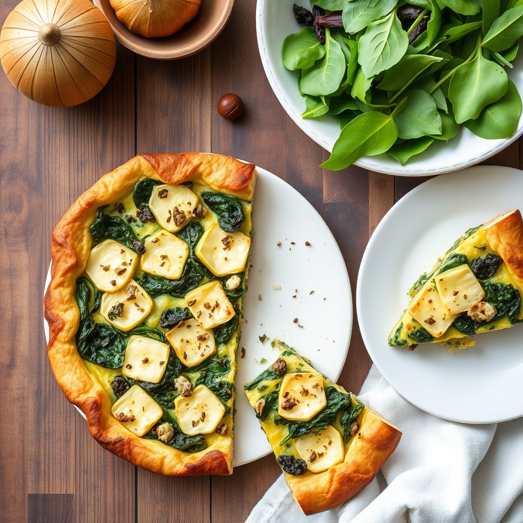 Spinat-, potet- og geitosttart