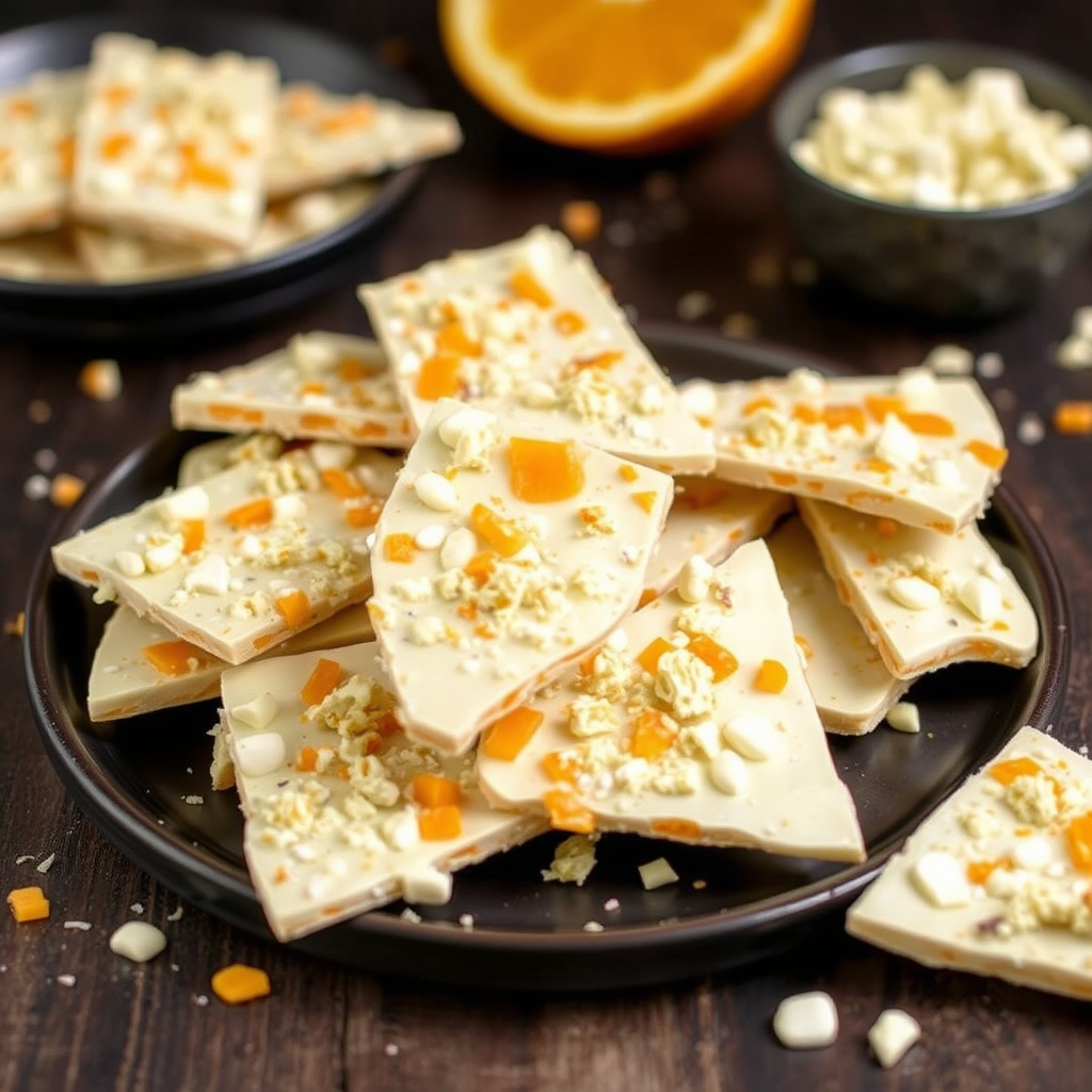 Sprø hvit sjokolade- og appelsinkrokant