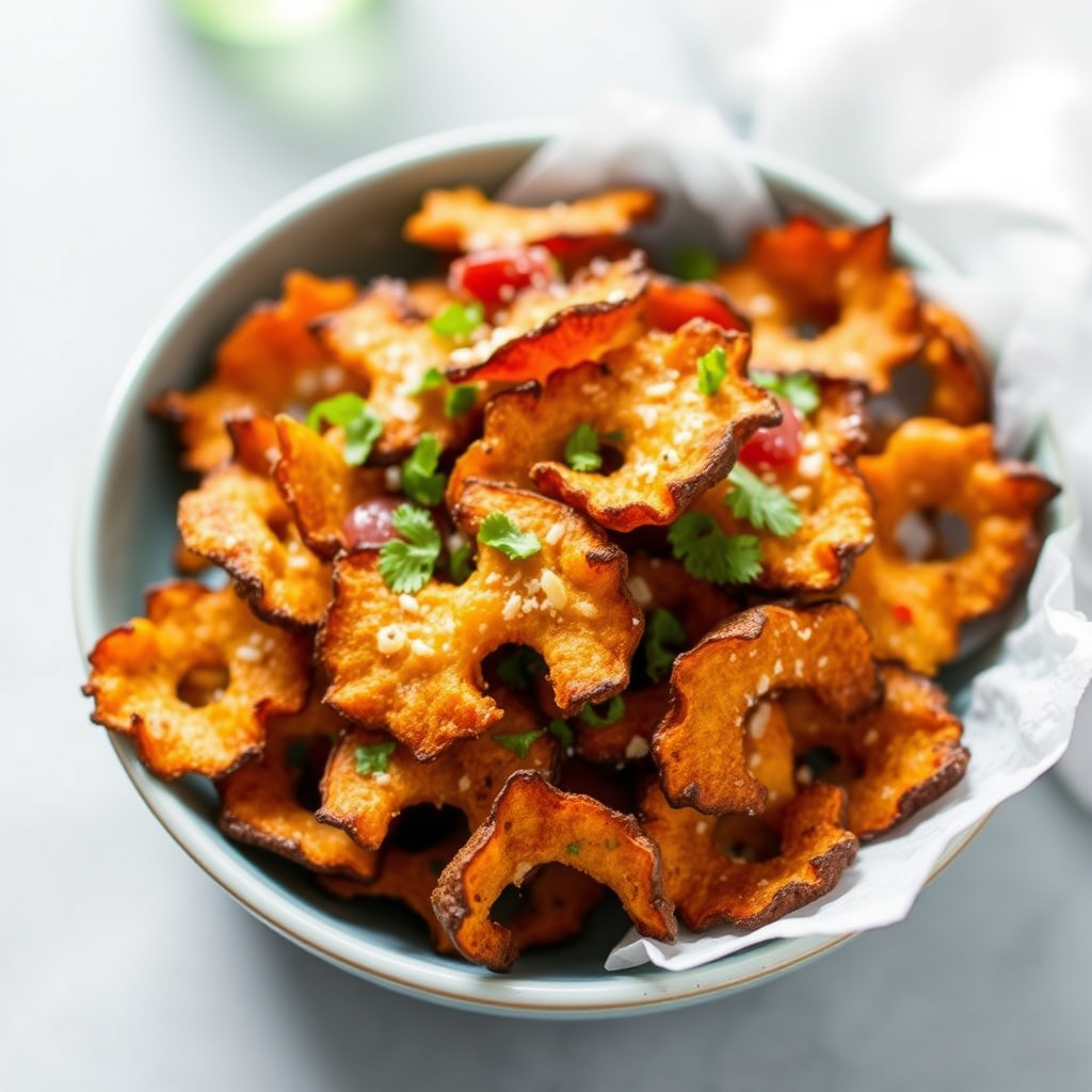 Sprø chips av butternut squash og parmesan