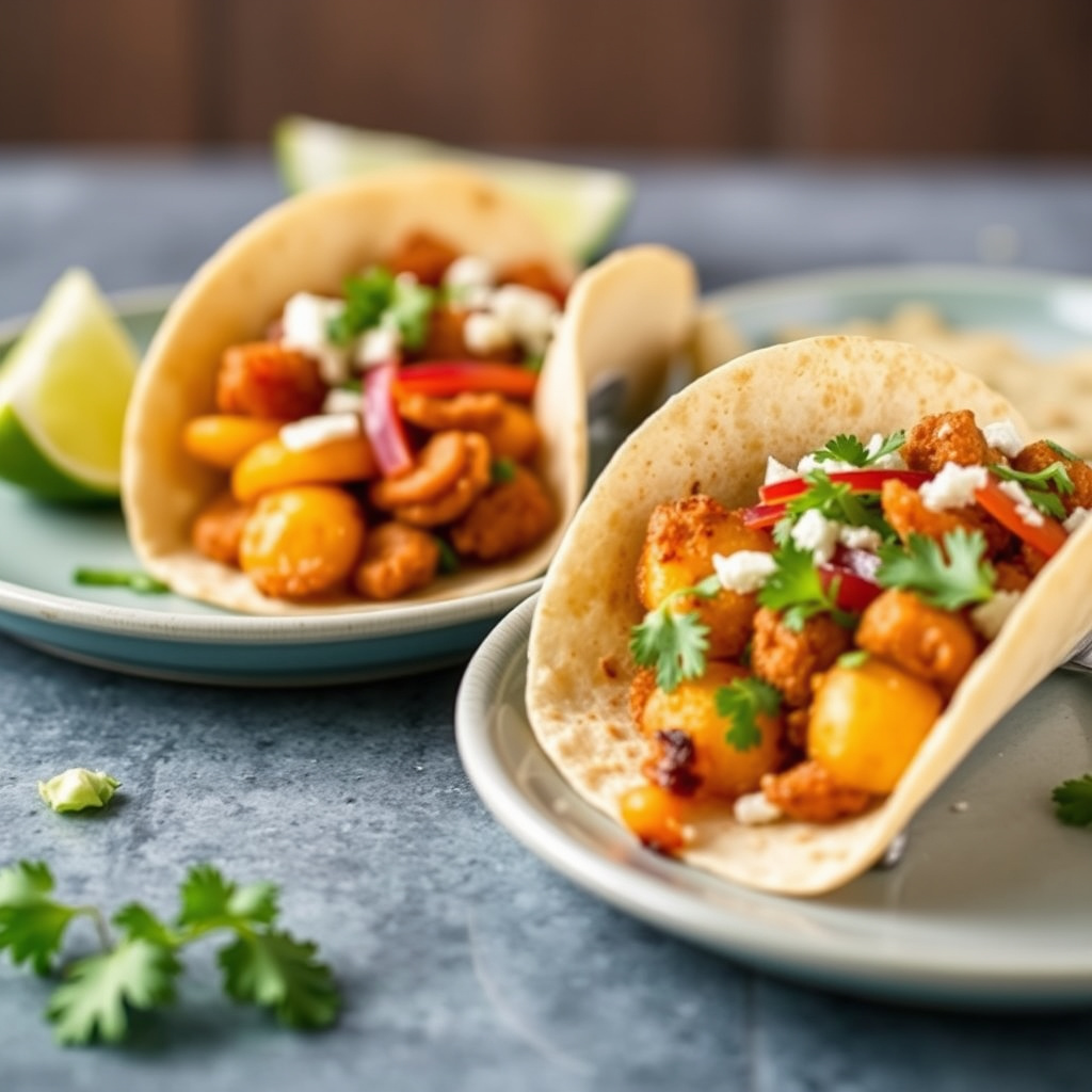 Sprø potet- og rajas-tacos