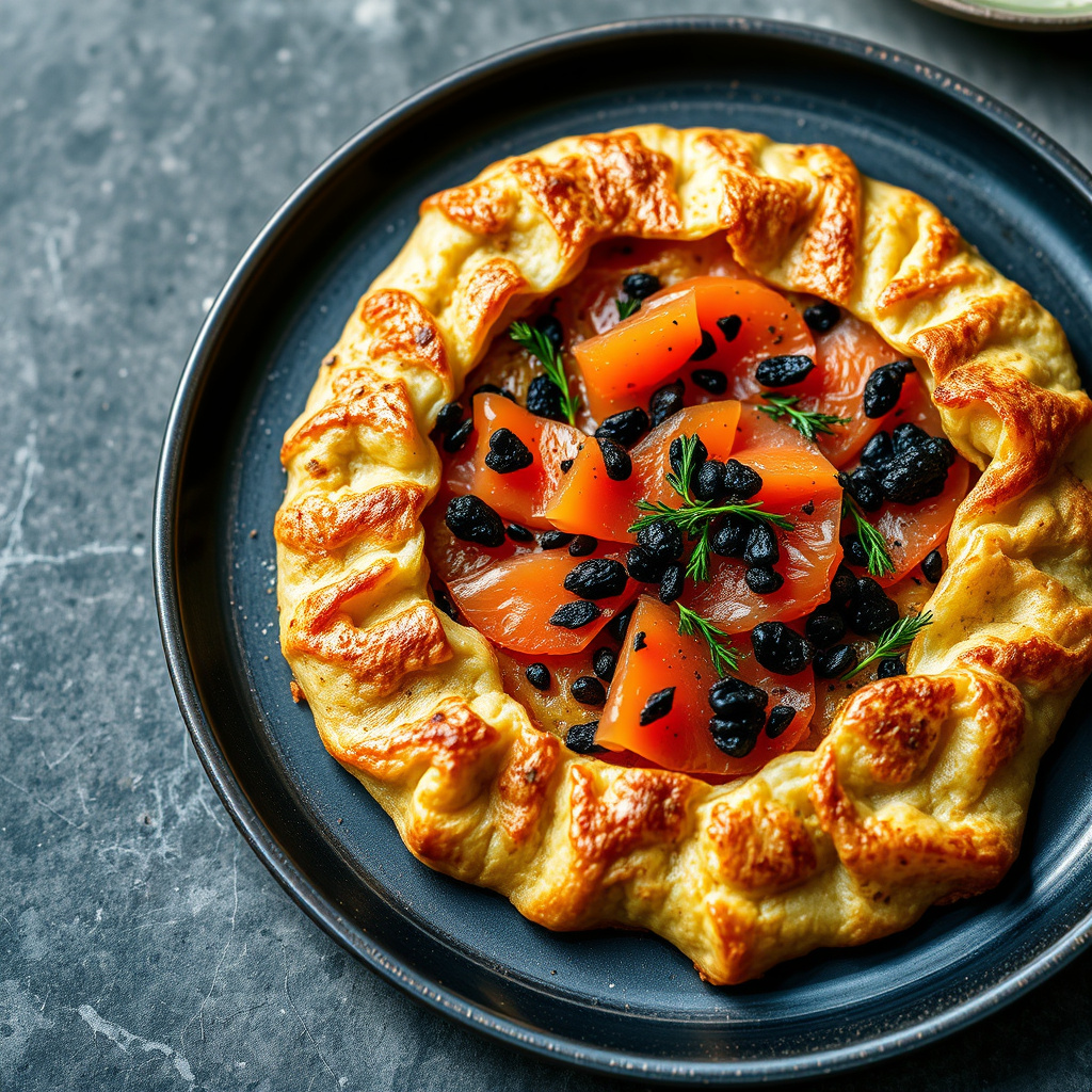 Sprø potetgalette med røkelaks og kaviar