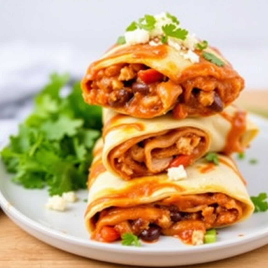 Stablede enchiladas med kalkun og chipotle-bønner