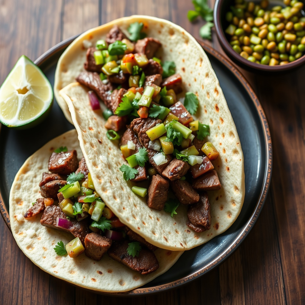 Steaketacos med tomatillosaus