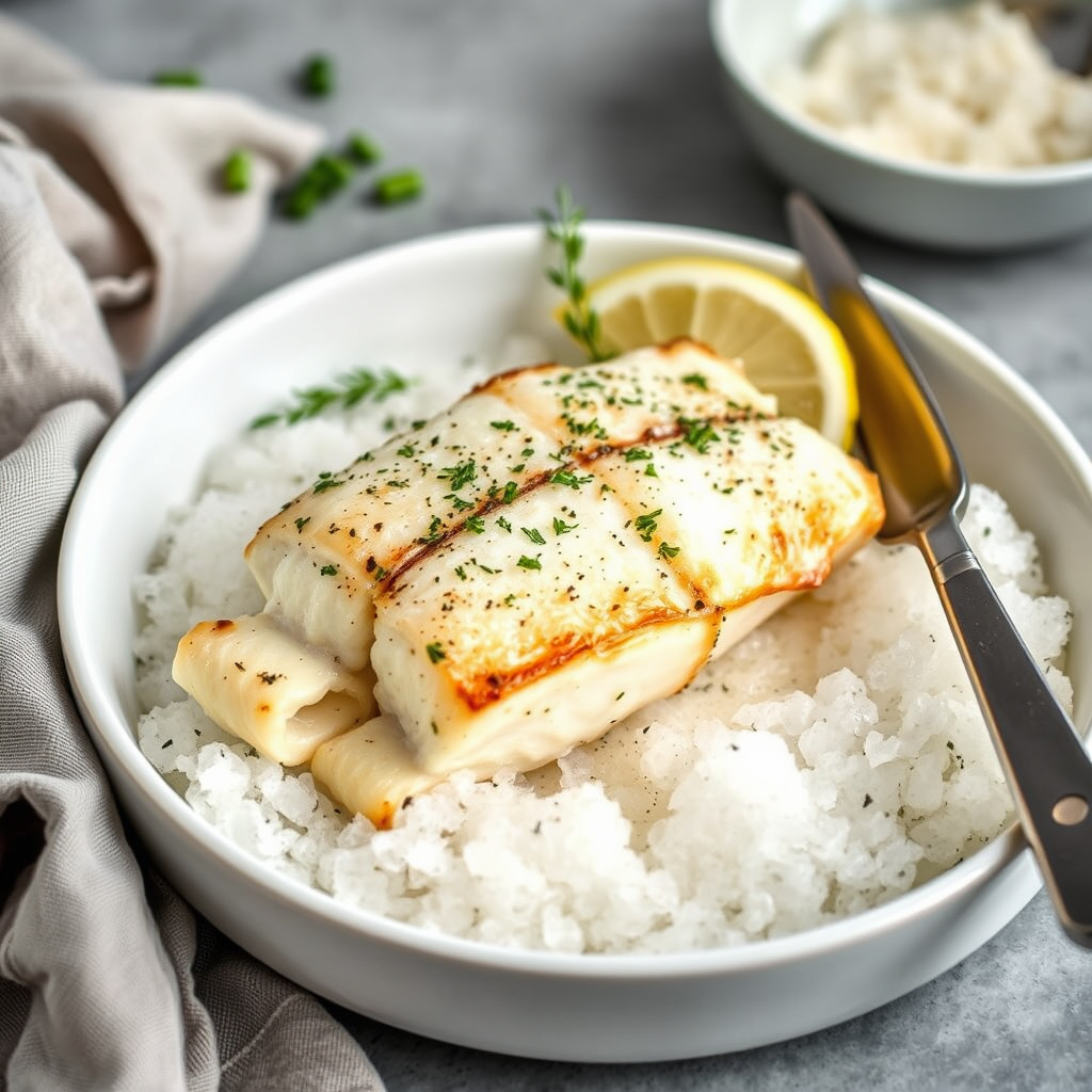 Steinbitt bakt i saltkruste