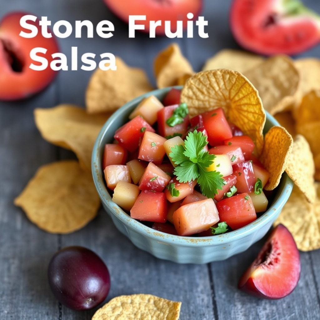 Steinsfrukt-salsa med kanelchips