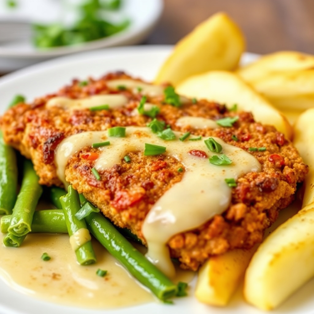 Stek av kylling fritert i panering