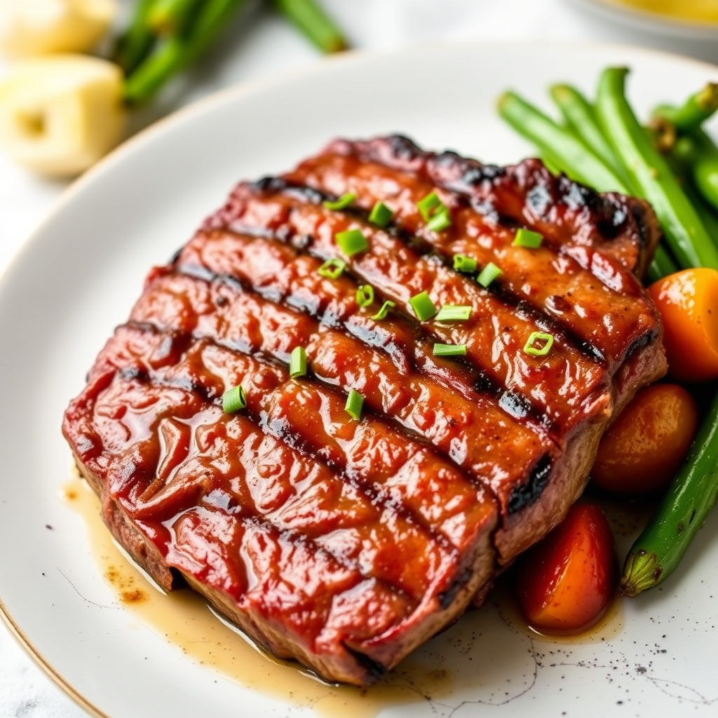 Stek av storfe på grillpanne