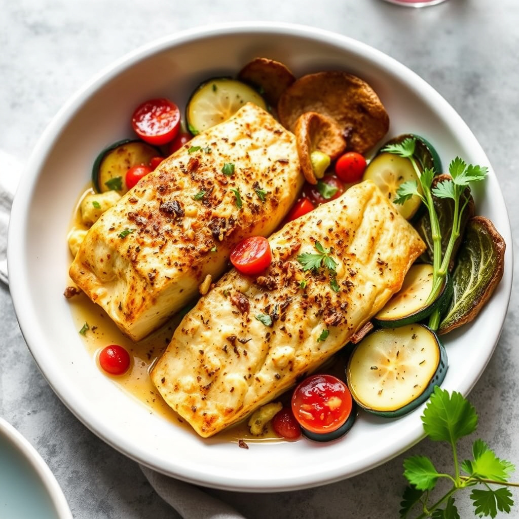 Stekt fisk med squash