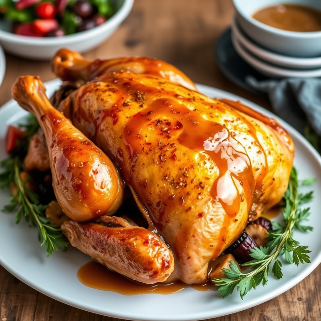 Stekt kalkun med sennep- og lønnesirupsglasur