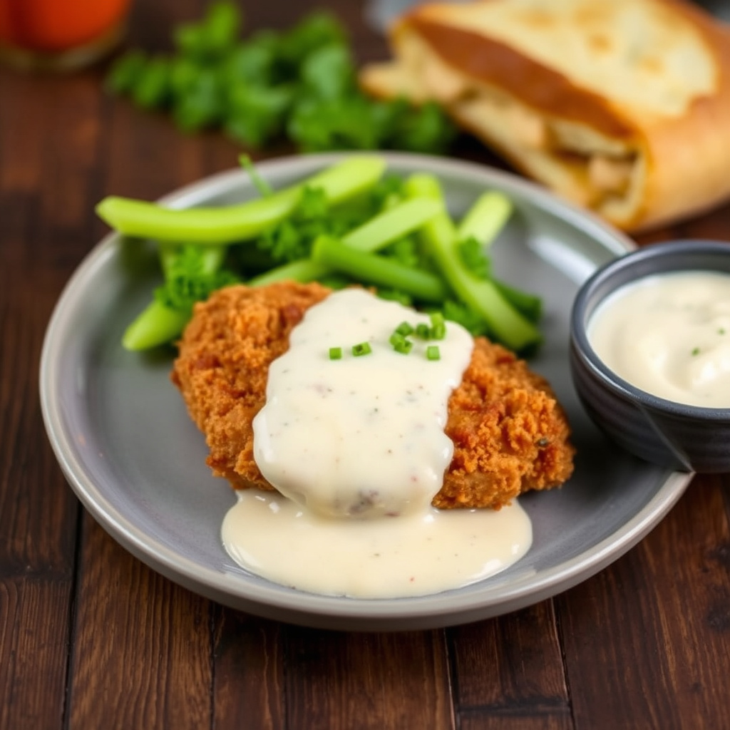 Stekt kylling i smørmelk med saus