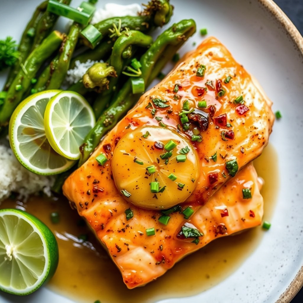 Stekt laks med femkrydder og lime-smør