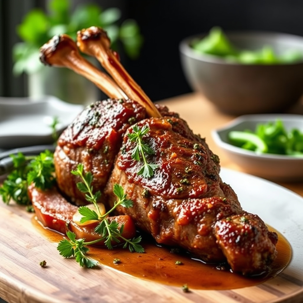 Stekt lammelår, gresk stil