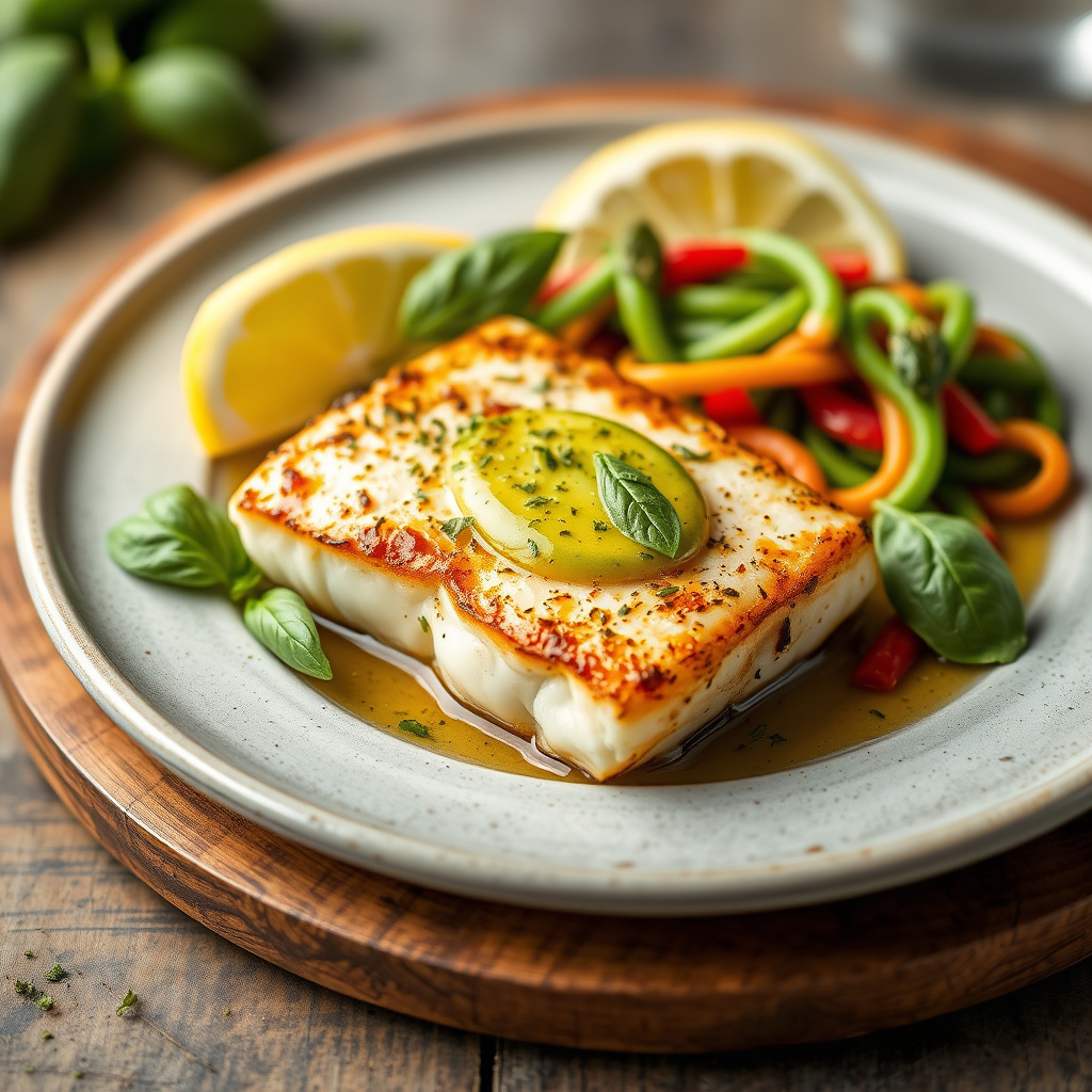 Stekt mahi mahi med krydret basilikumssmør