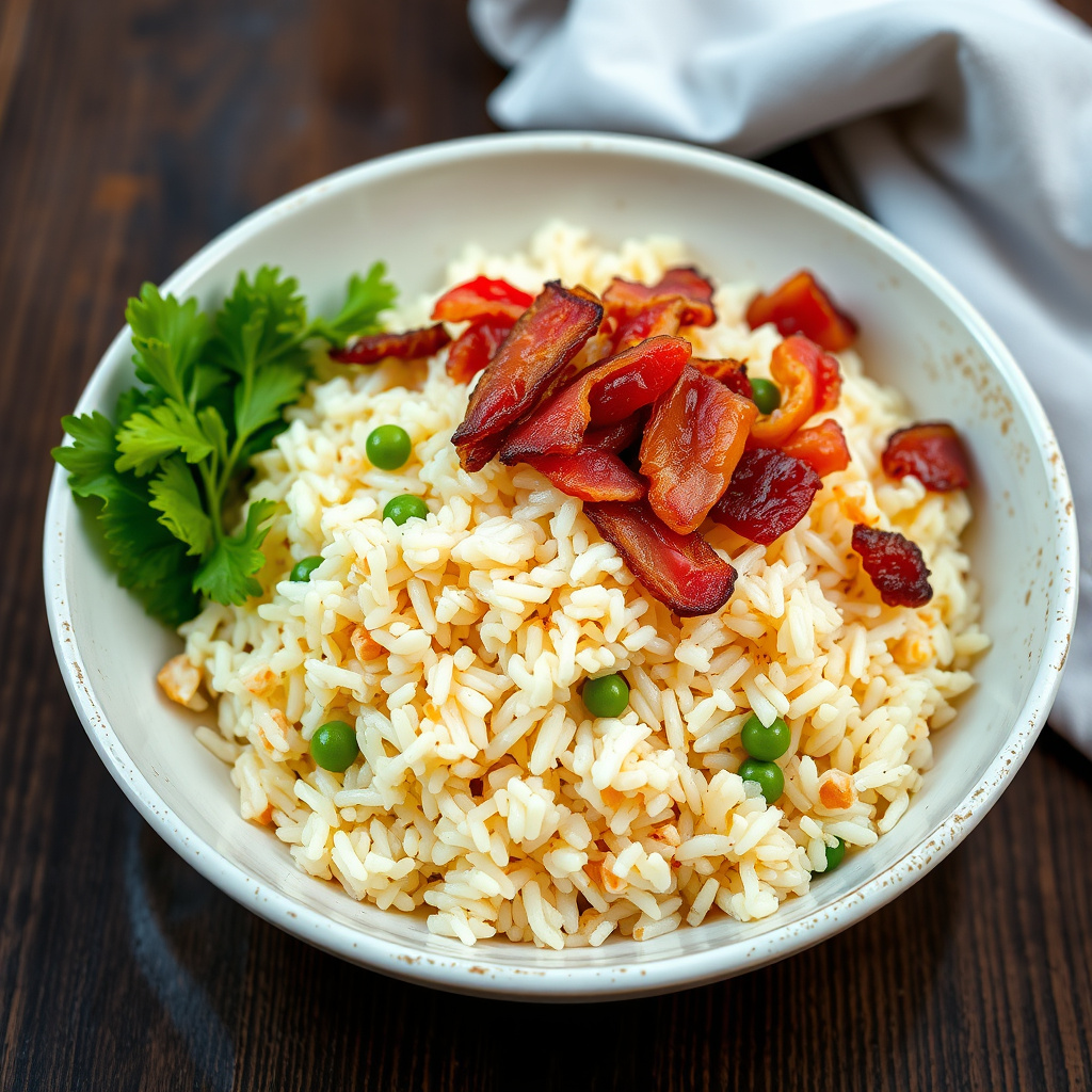 Stekt ris med bacon