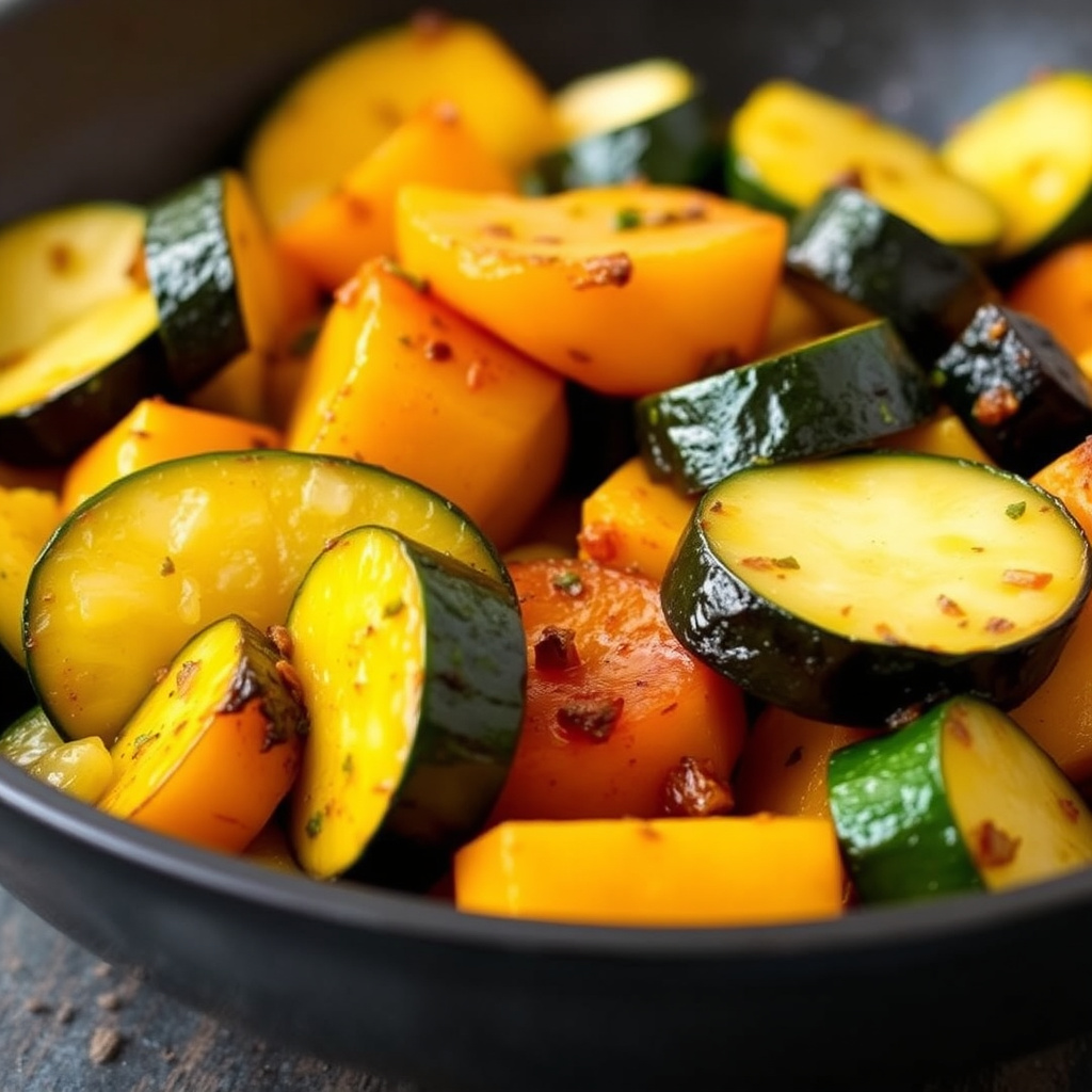 Stekt squash og zucchini