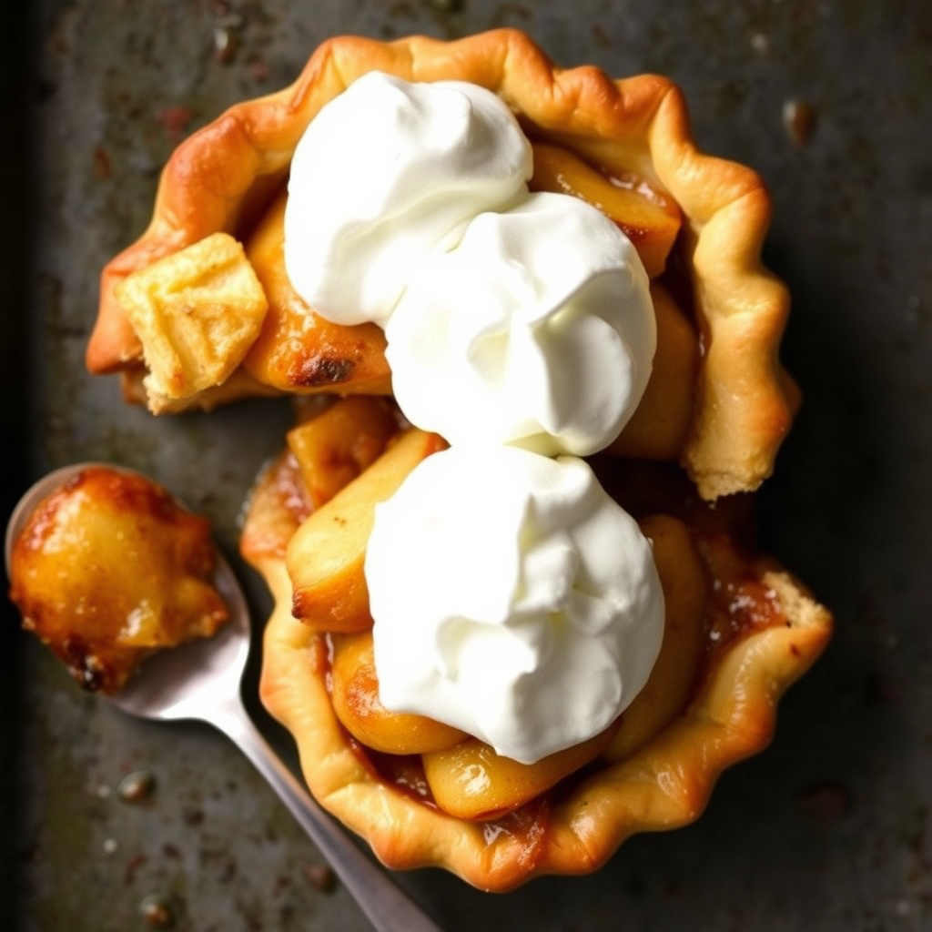 Stekte eplepaier med pisket krem