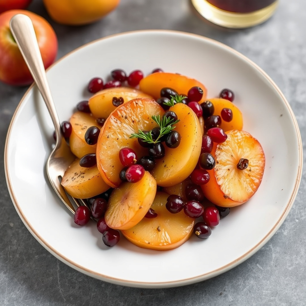 Stekte epler med rips og konjakk