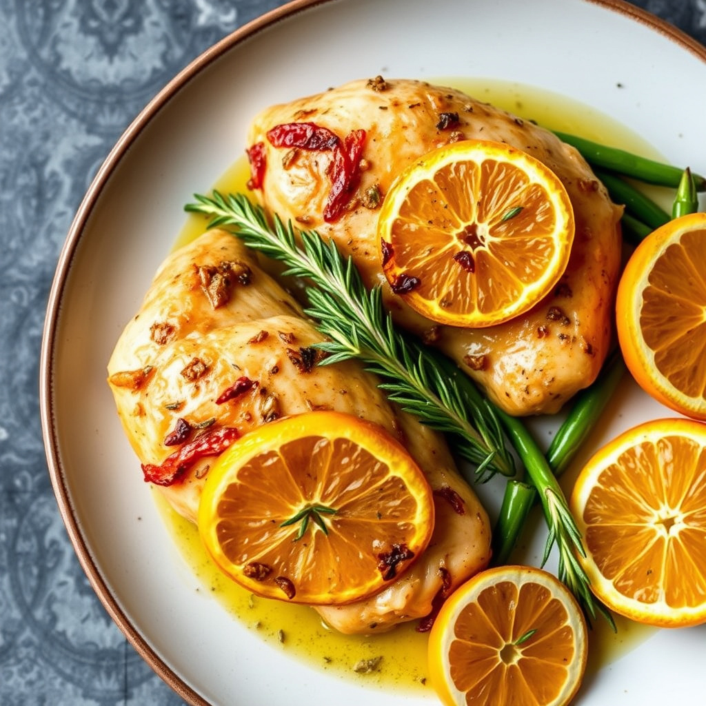 Stekte kyllingbryst med appelsin, kardemomme og gurkemeie