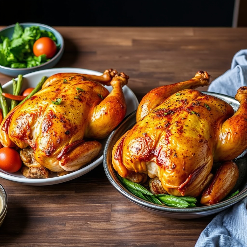 Stekte kyllinger på to måter