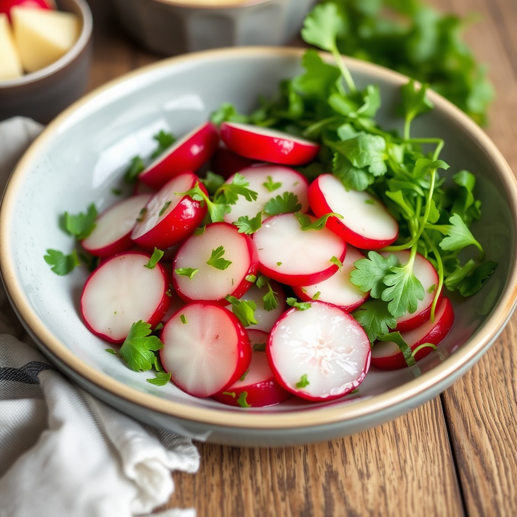 Stekte reddiker og vannkresse