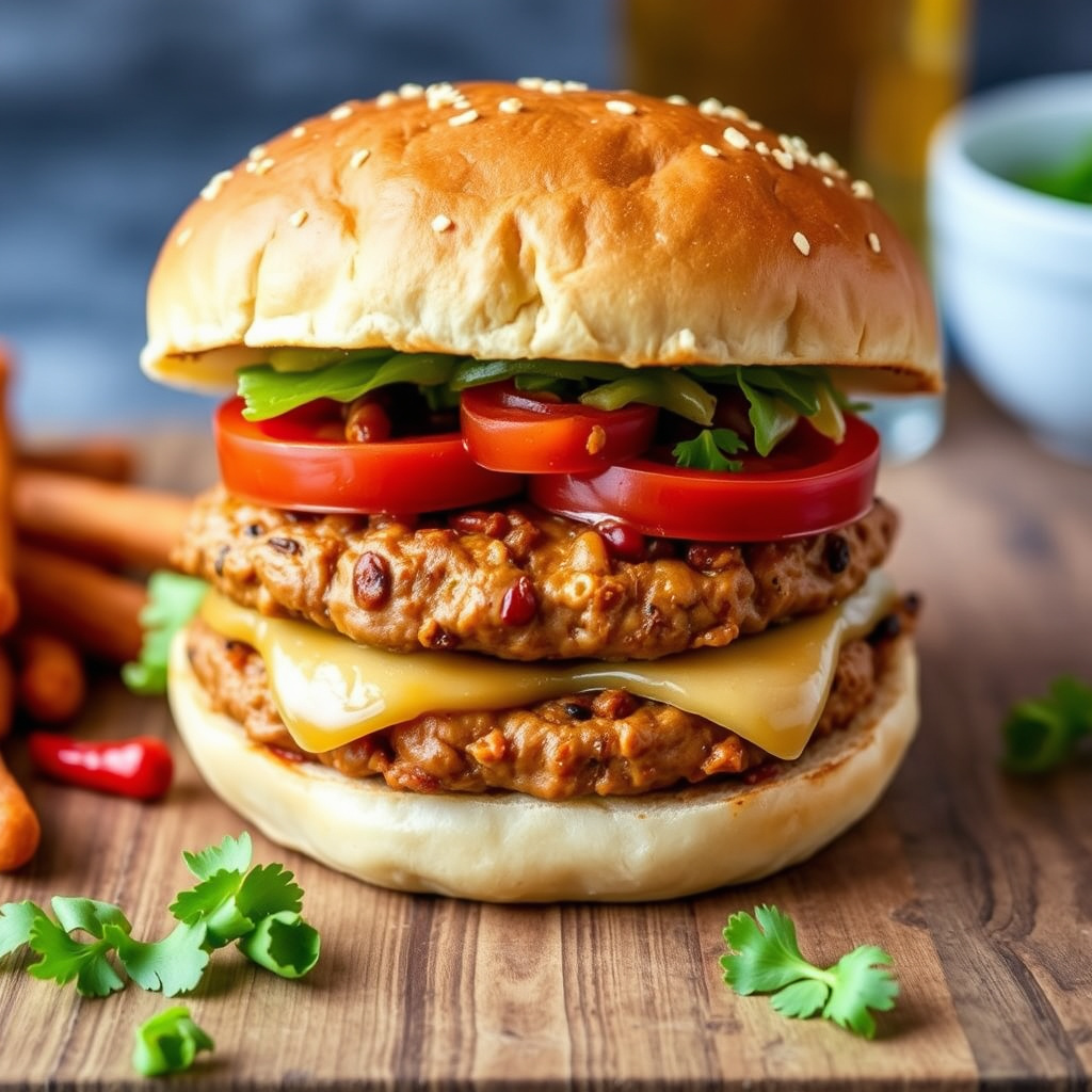 Kalkun- og bønneburgere med guacamole