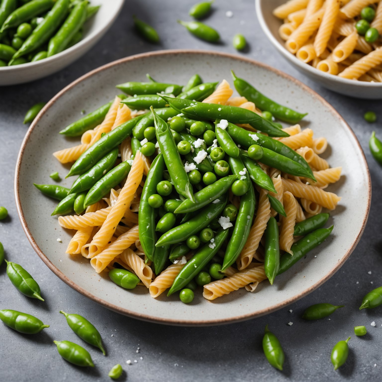 Pasta med sukkererter og parmesan