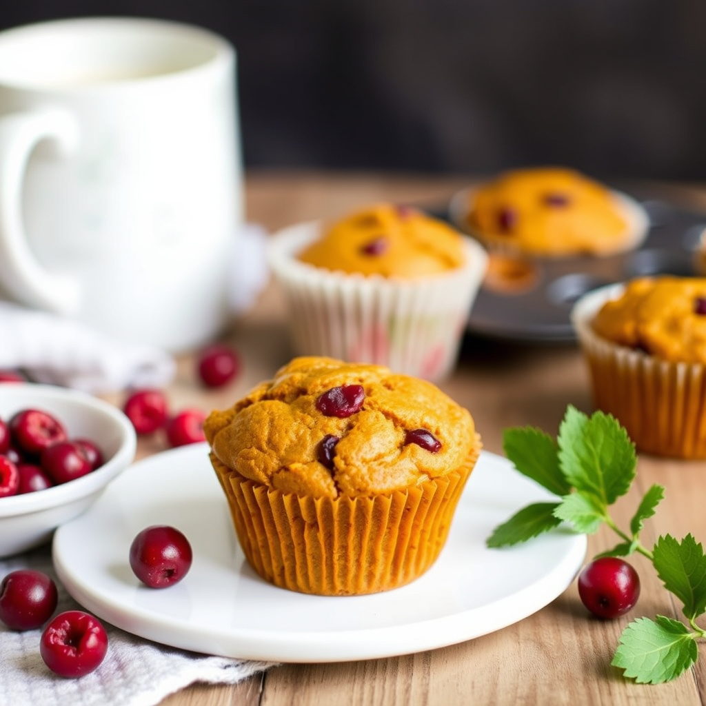 Sunne gresskar- og tranebærmuffins