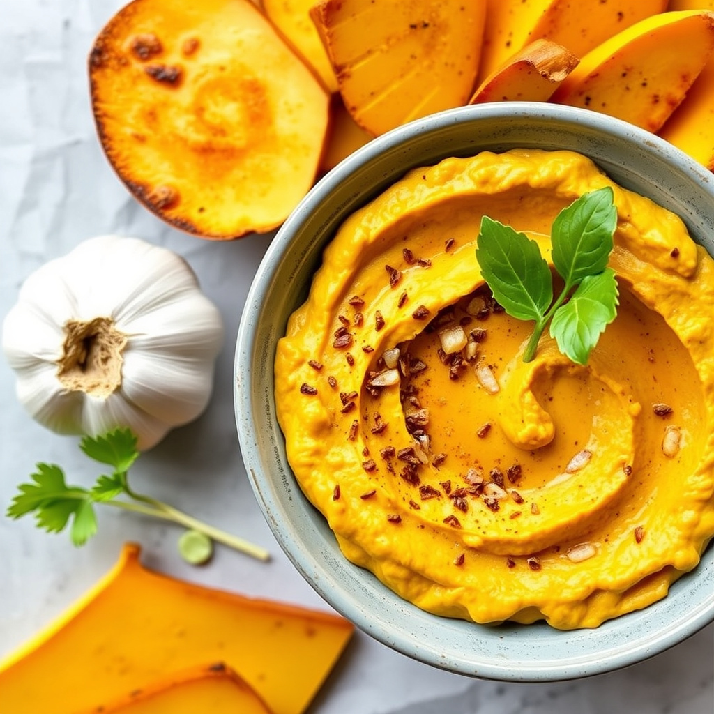 Sunnys enkle ovnsbakte hvitløk- og gresskarhummus