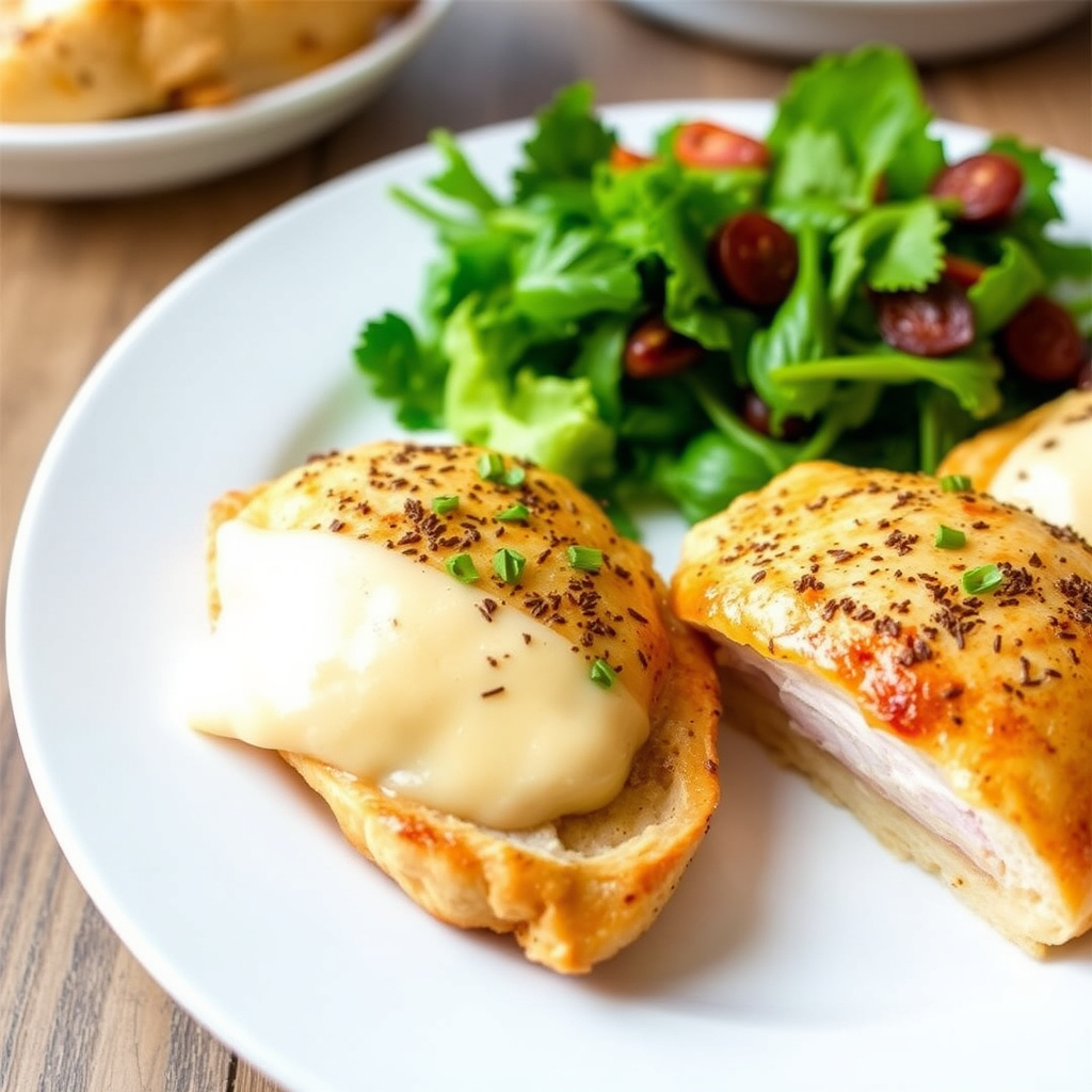 Fylt kyllingbryst med skinke og ost (Cordon Bleu)