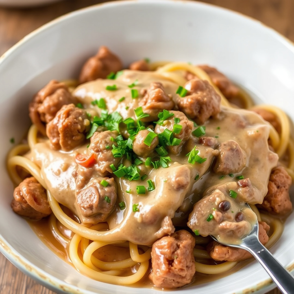 Super Duper Slow Cooker Beef Stroganoff