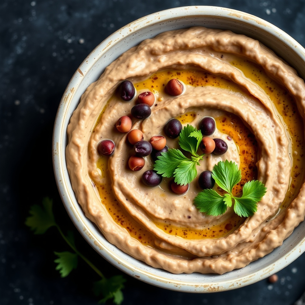 Svart bønne- og kikerthummus