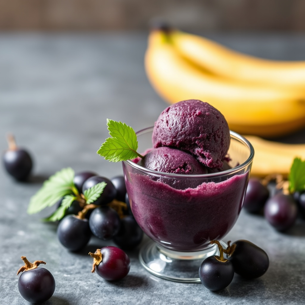 Frisk sorbet av svarte druer