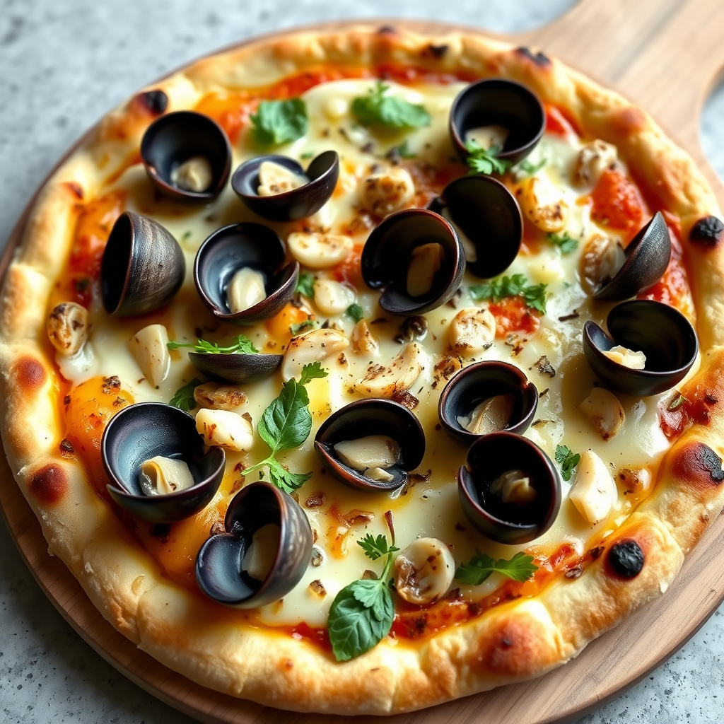 Svartkams og hvitløkpizza