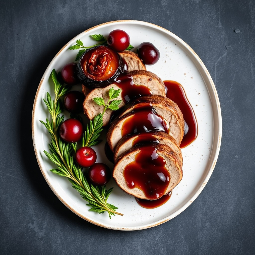 Svinefilet med balsamisk plommesaus