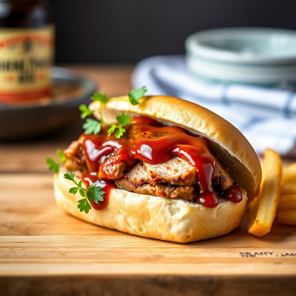 Svinekjøtt i brød med bourbon-barbequesaus