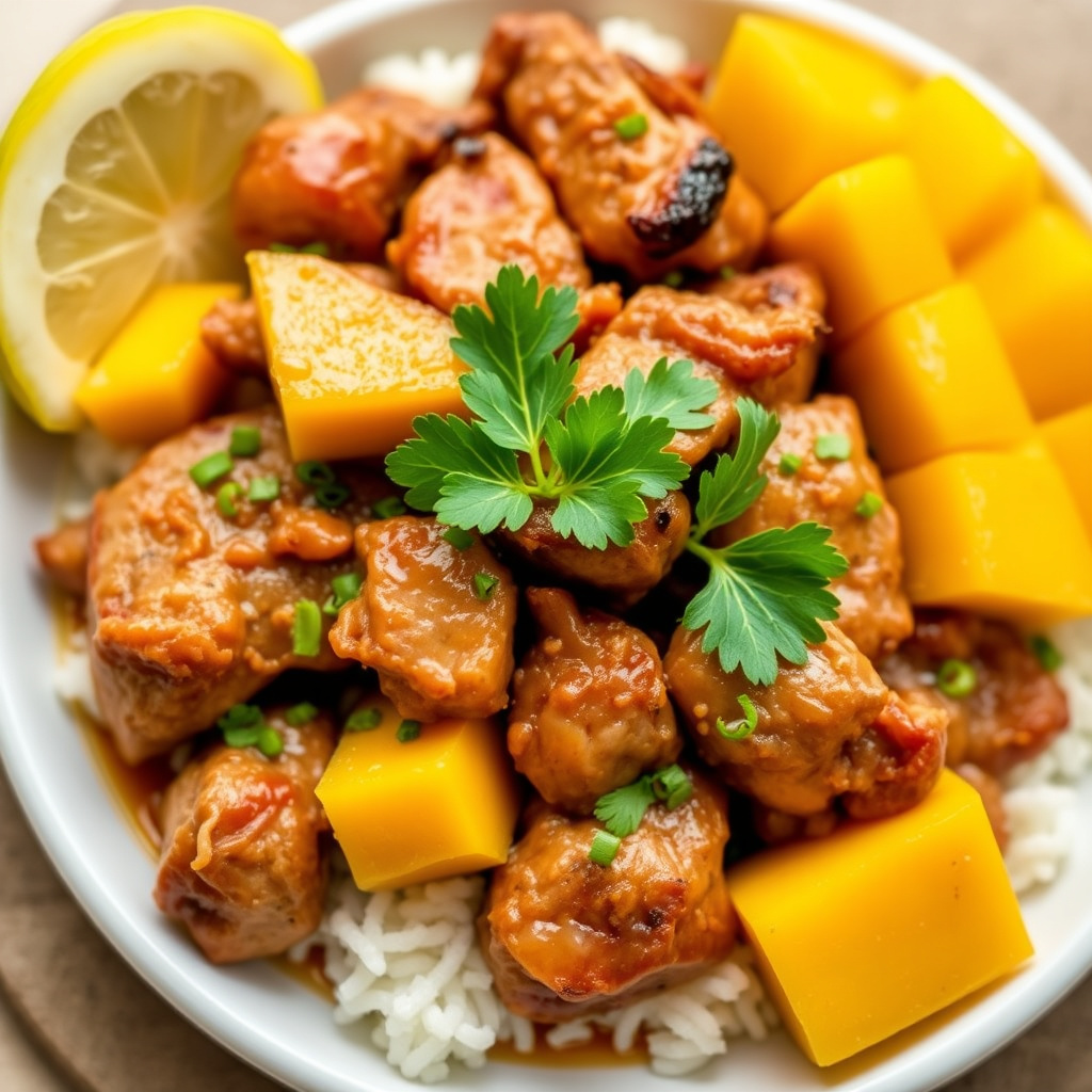 Svinekjøtt og mango