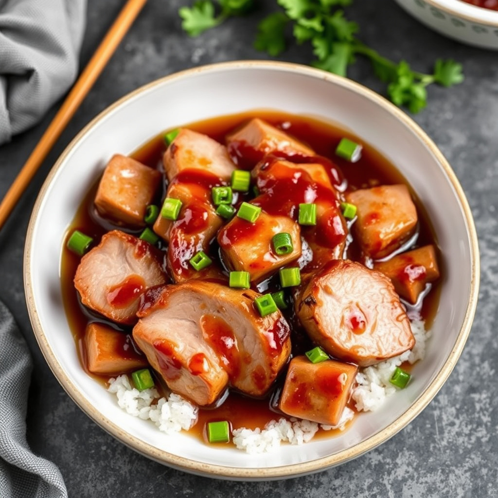 Svinekjøttskiver i hoisinsaus