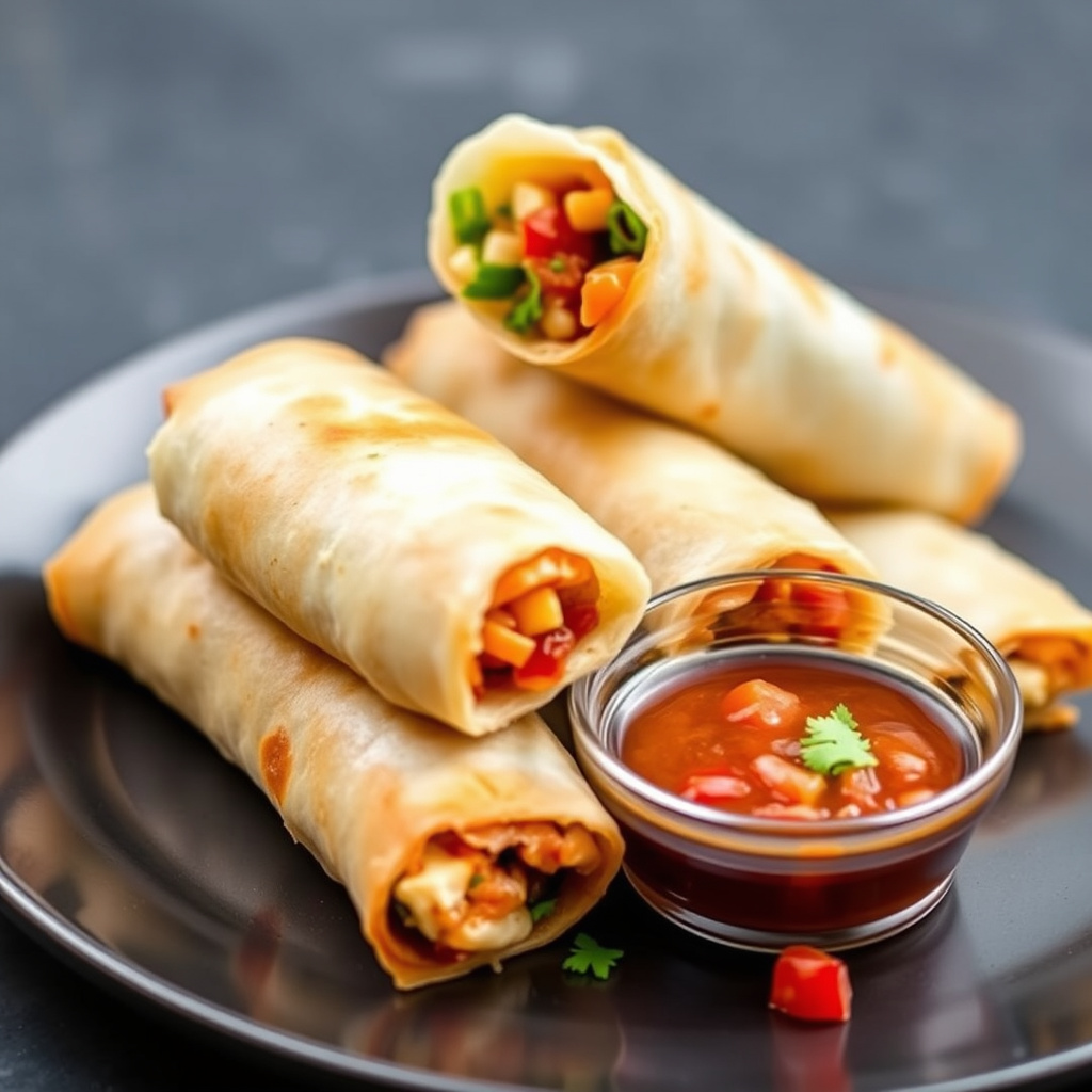 Sydvestlige eggeruller med salsa-dippsaus