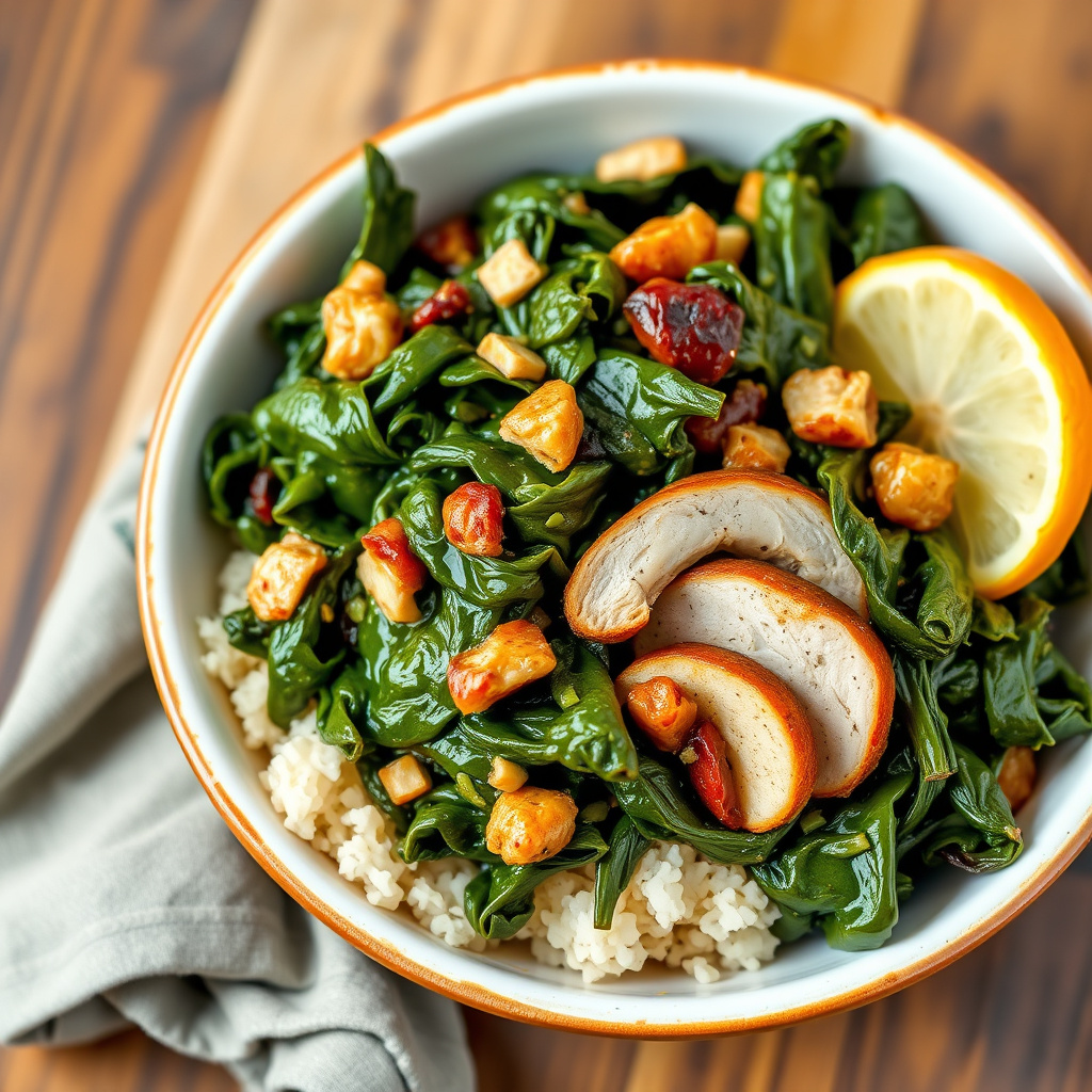 Sylvias collardgrønnsaker med røkt kalkun