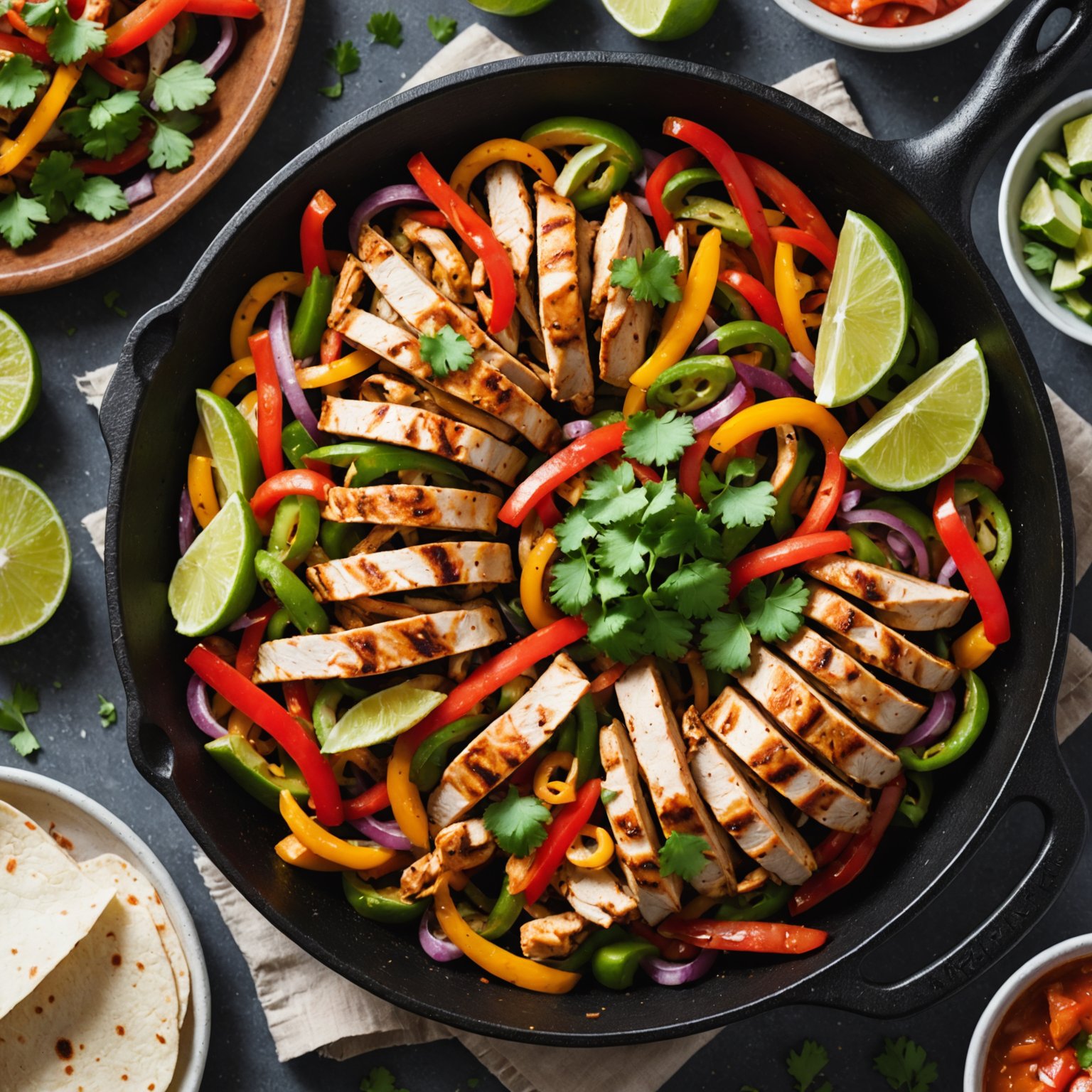 Syrlige kyllingfajitas