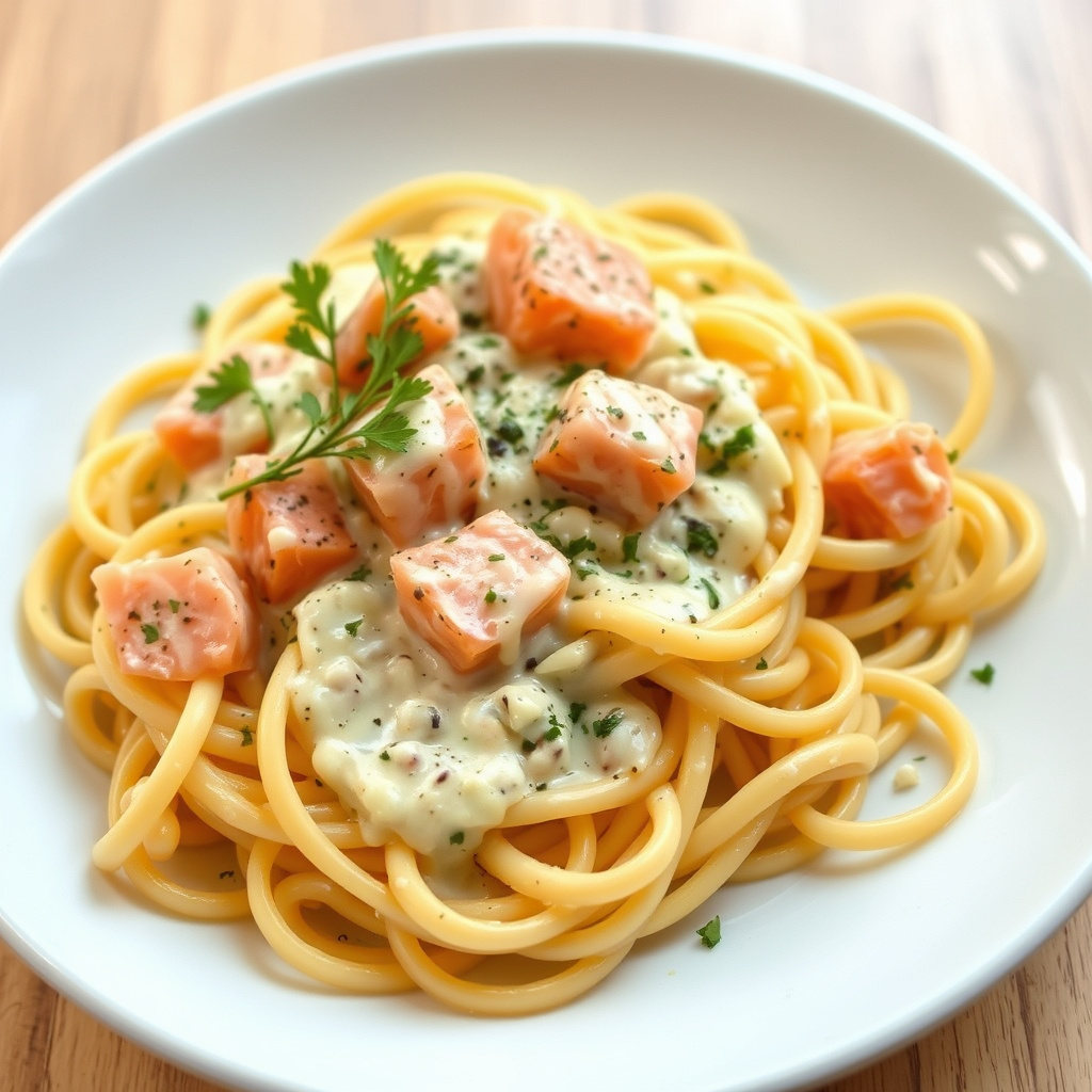 Tagliatelle med røkelaks- og kremsaus