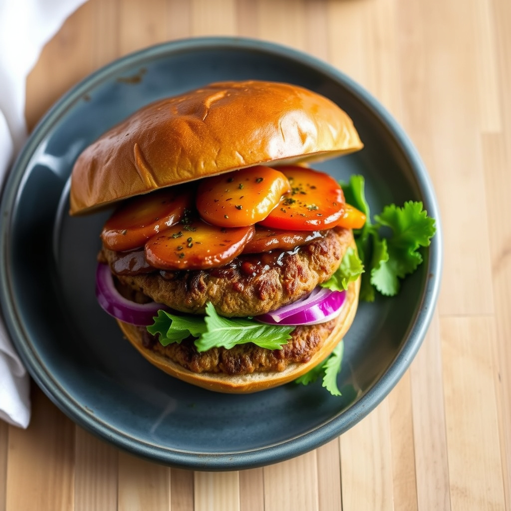 Tamarindglasert kalkunburger med ingefær og jalapeño