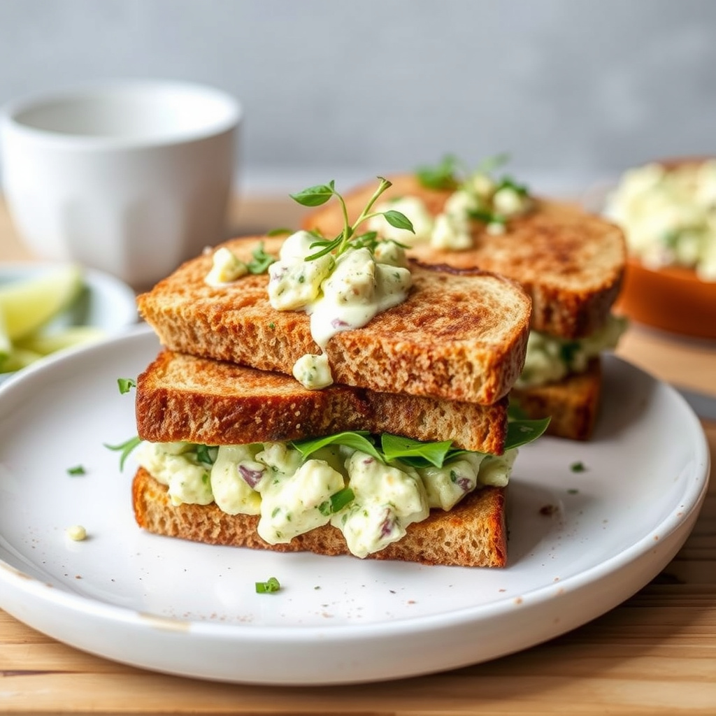 Tarragon- og sjalottlakseggesalat-sandwiches