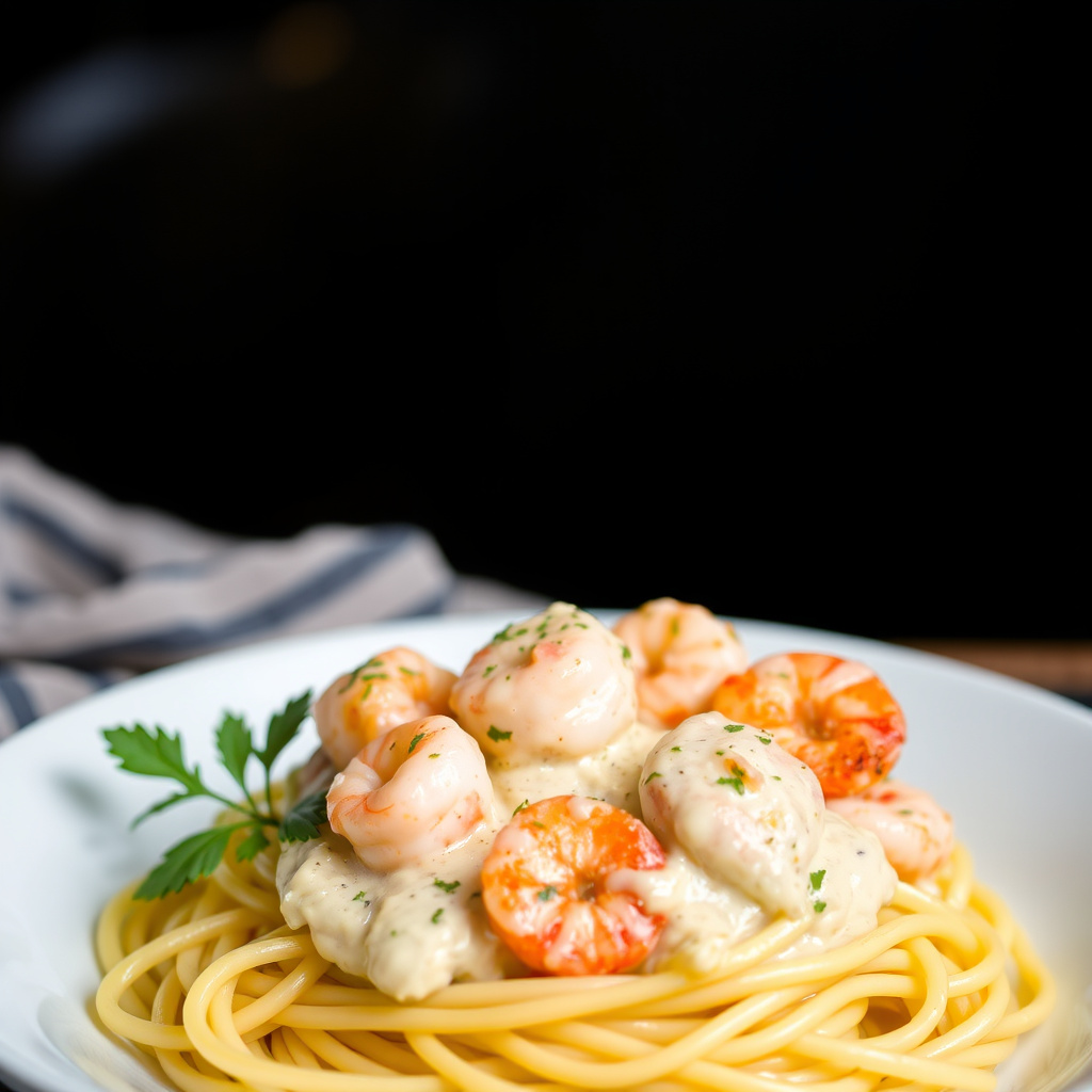 Tasso-reker og krem på pasta