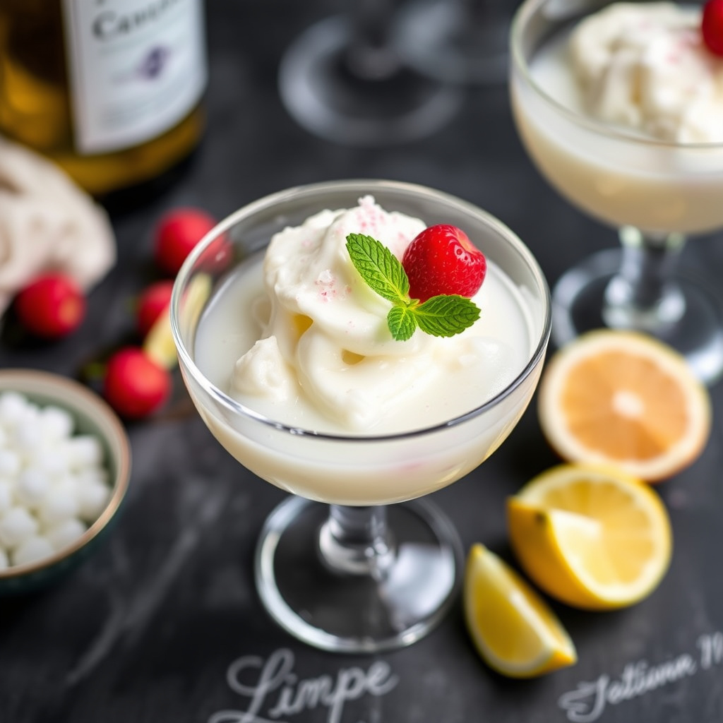 Tequila-Granita med lychee og yuzu-krem