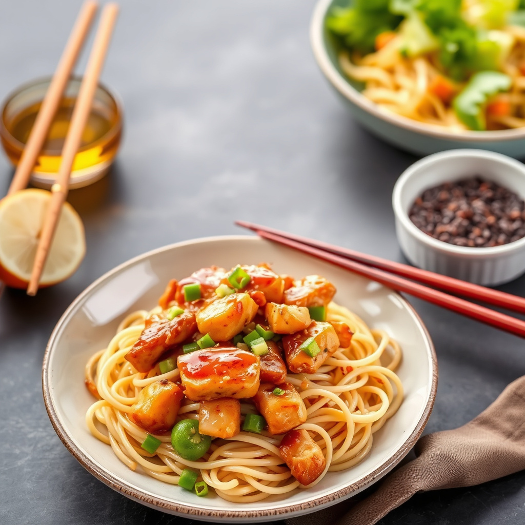 Teriyaki kylling og nudler