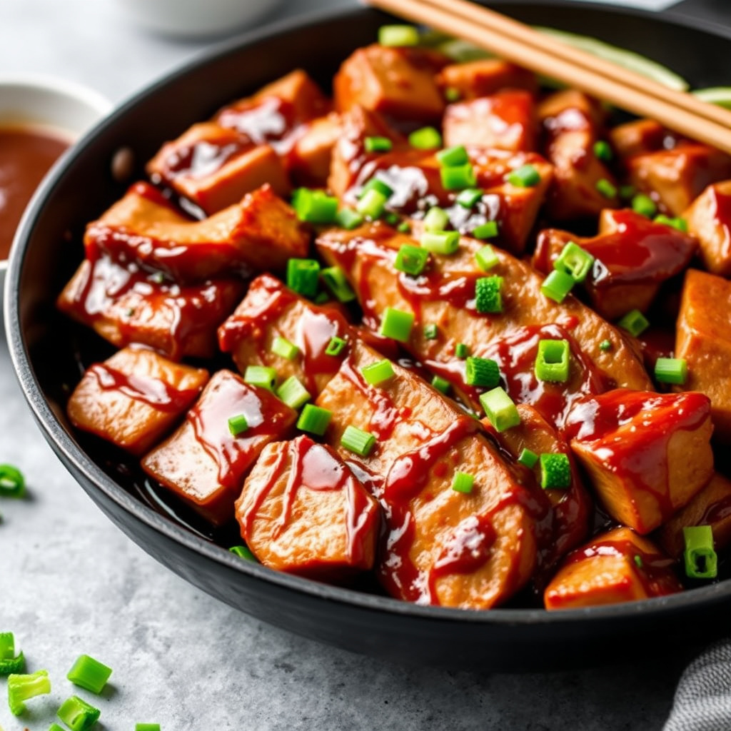 Teriyaki svinekoteletter med ovnsbakte grønnsaker