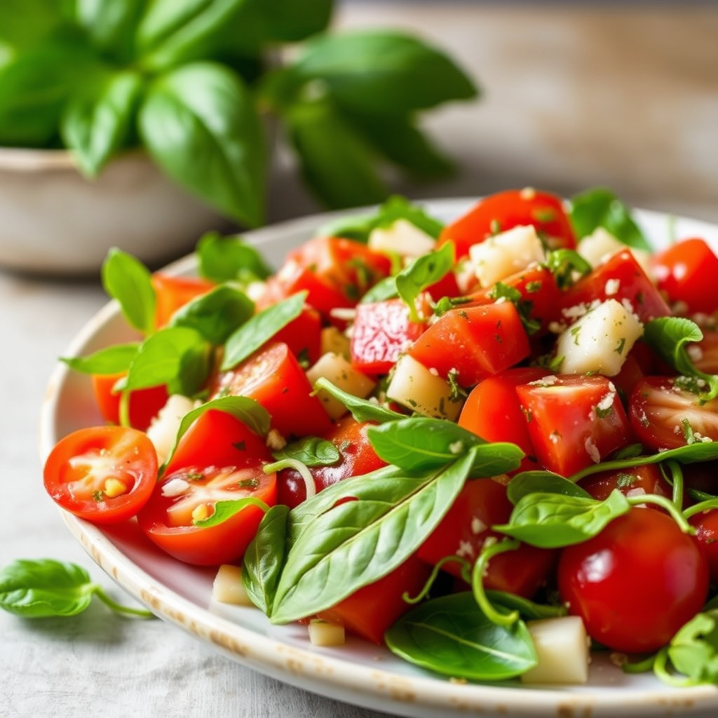 Thailandsk basilikum- og tomatsalat