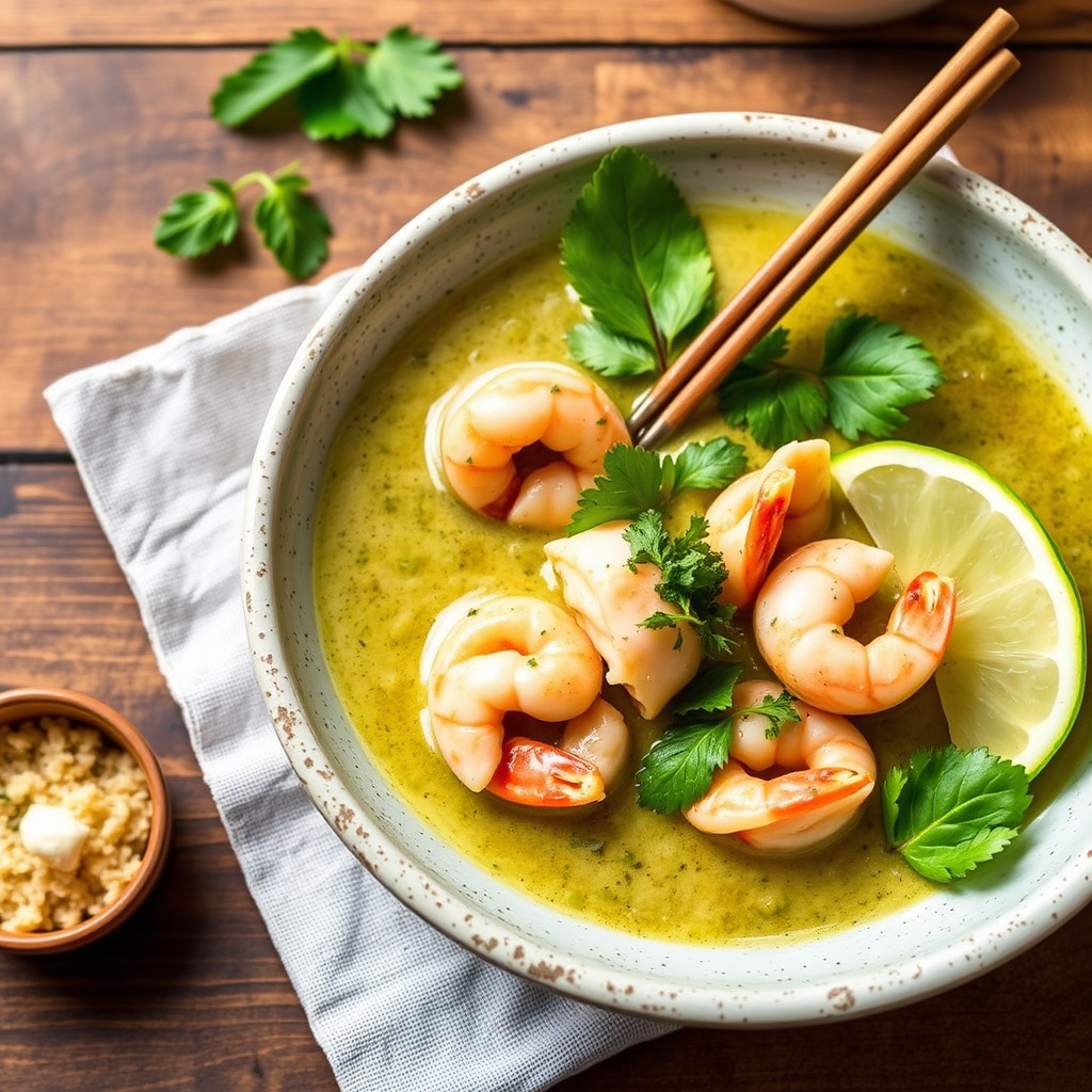 Thailandsk grønn curry med sjømat